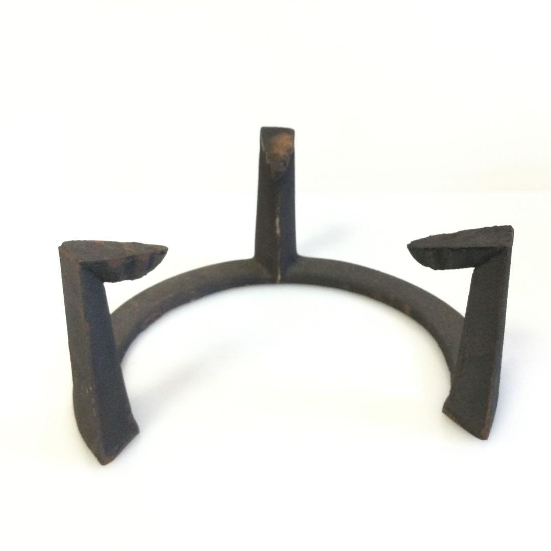 面取風炉 唐銅製 敷瓦 五徳 敷板付 茶道具 銘無し L302