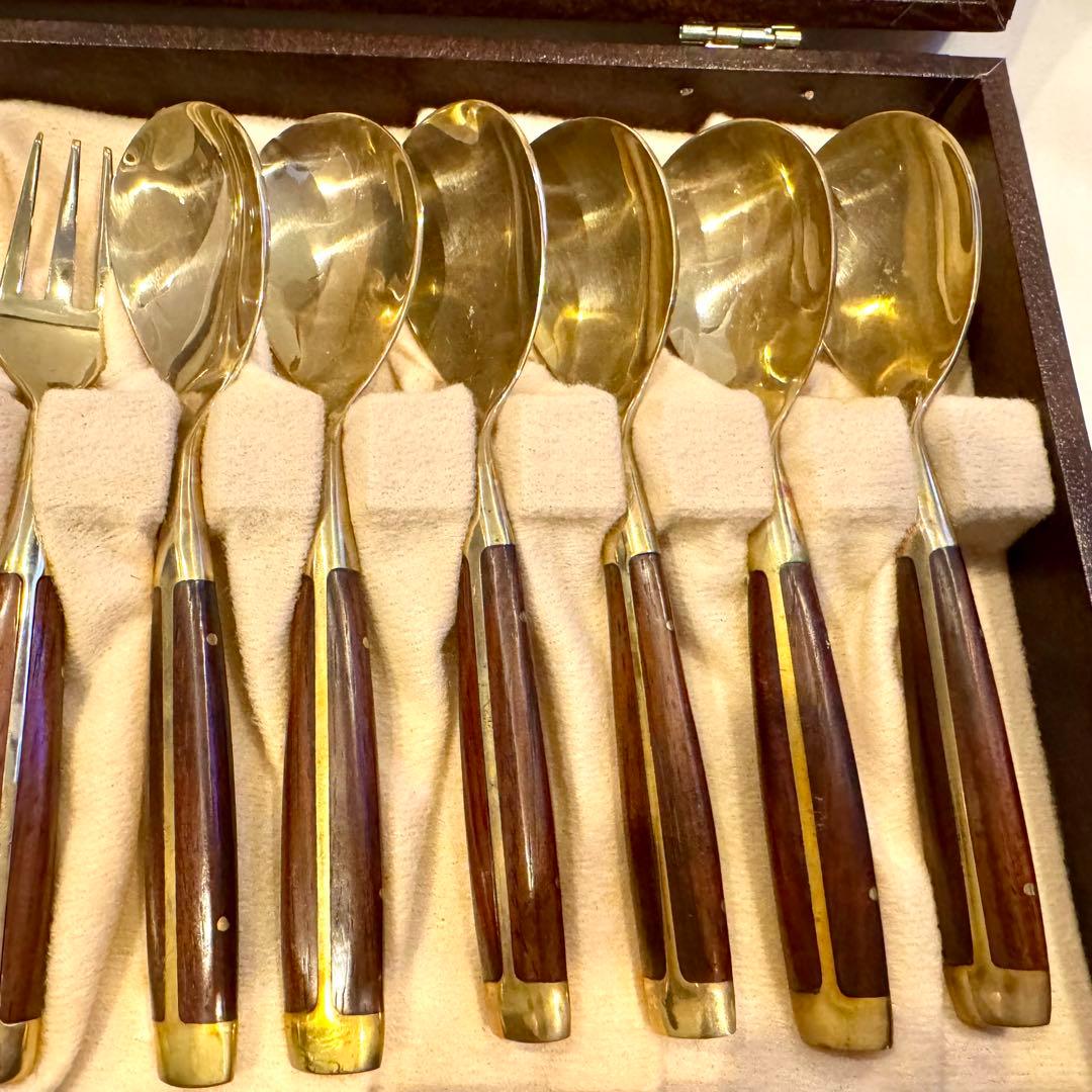 【未使用品】 横浜 元町 竹中 ニッケルブロンズ ハンドメイド カトラリーセット