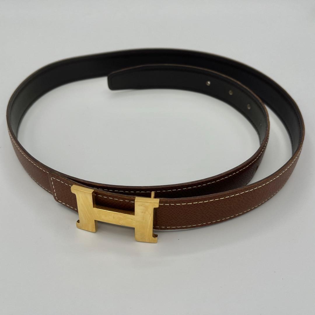 HERMES エルメス　ベルト　レザー　Hバッグル　箱・保存袋付き