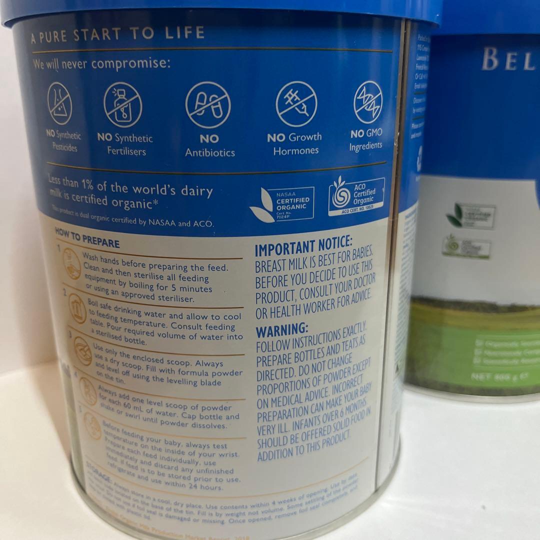 ベラミーズ　Bellamy's オ一ガニック　粉ミルク 2缶　0-6ヶ月