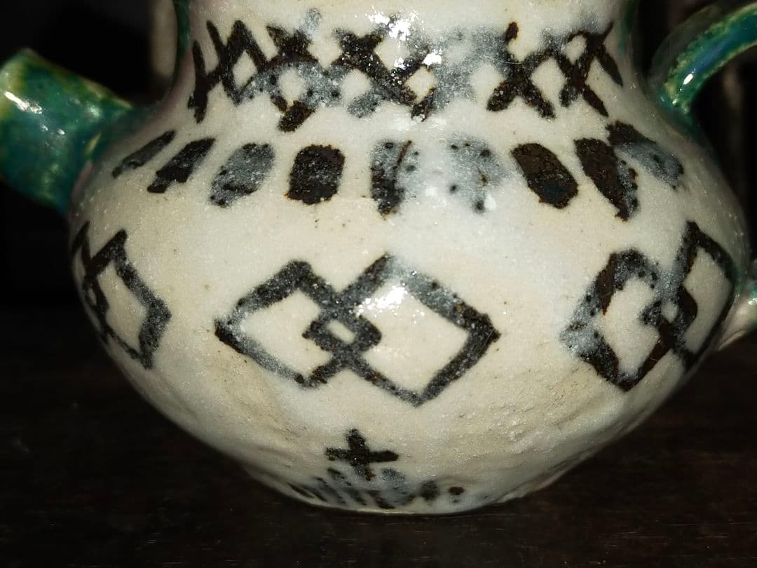 ♥織部　急須　単孔　鉄砲口　骨董　古玩