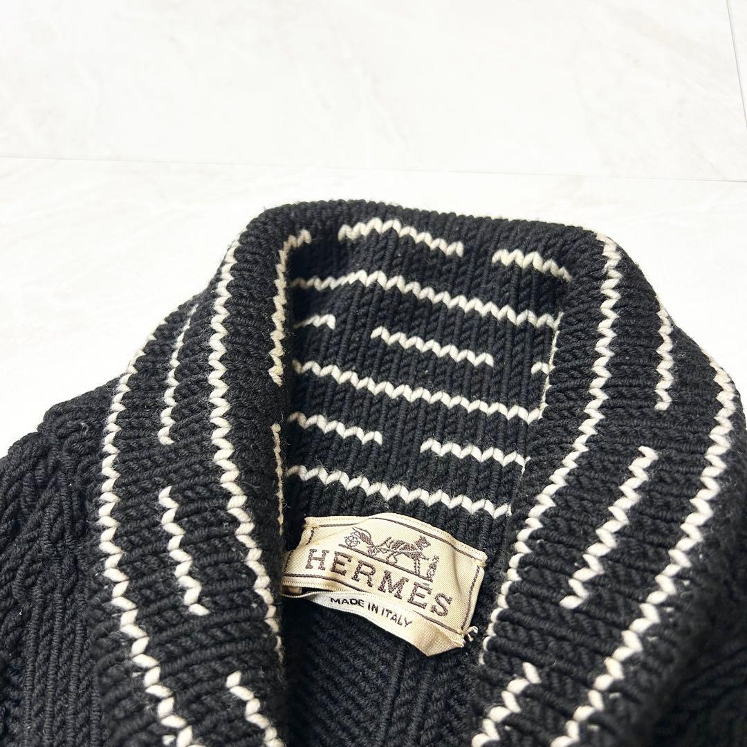 名作 HERMES ドライバーズニット フルジップ ローゲージ ジャケット S黒