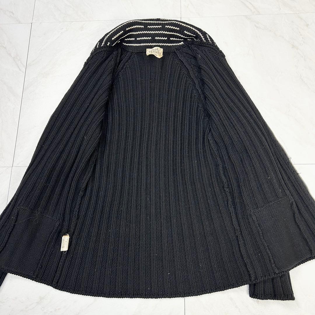名作 HERMES ドライバーズニット フルジップ ローゲージ ジャケット S黒