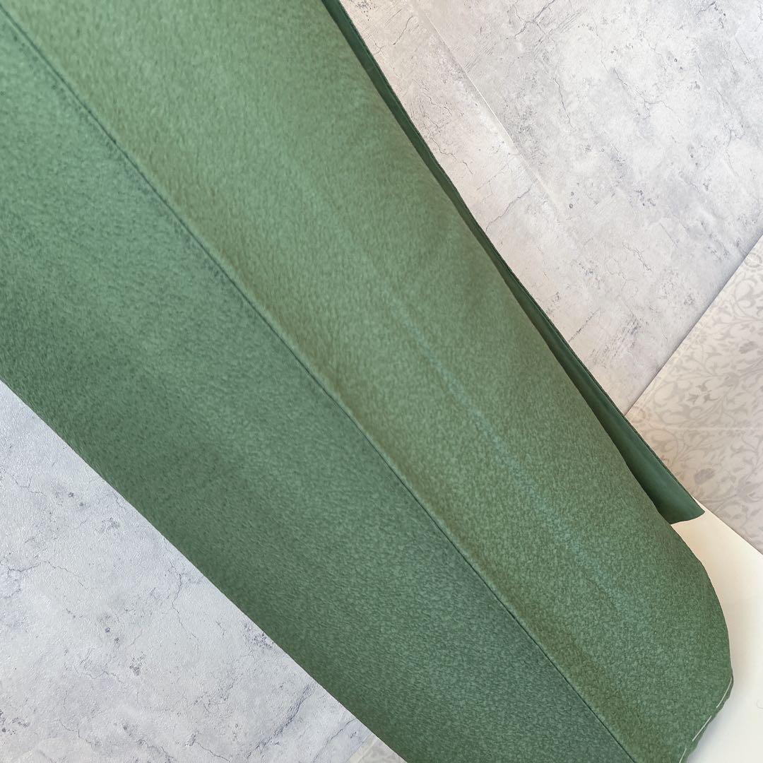 色無地　フルセット　着物　正絹　濃い緑　未使用　p5