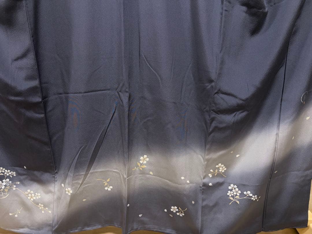 D ◆着物くつろぎ 桜の花模様 金彩 縮緬 正絹 袷 訪問着 着物 K34