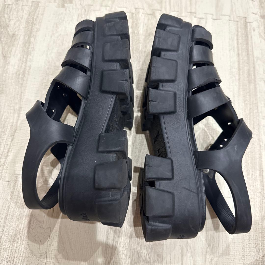 PRADA モノリス ラバーサンダル ブラック トライアングルロゴ 黒37