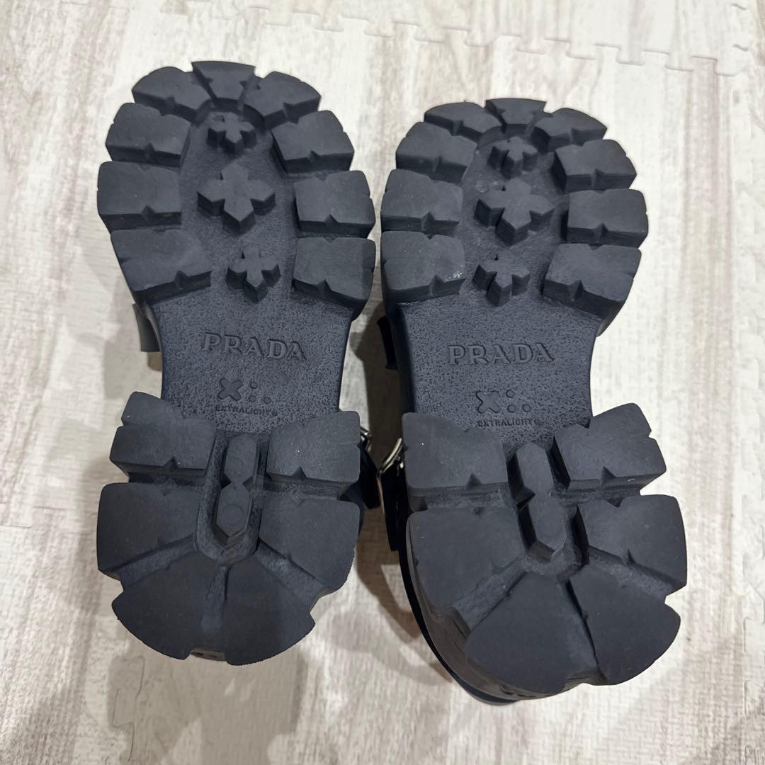 PRADA モノリス ラバーサンダル ブラック トライアングルロゴ 黒37