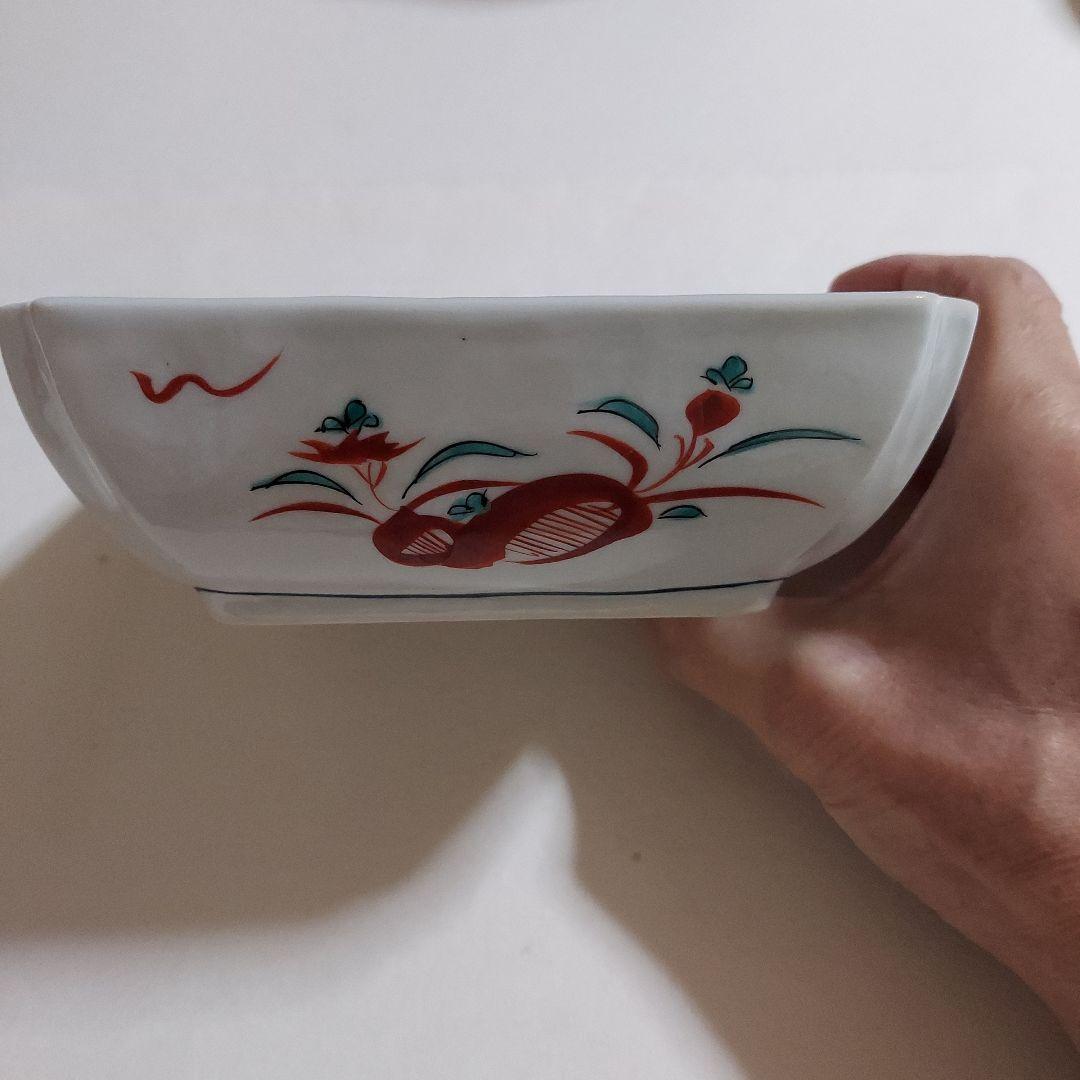 南口閑粋　茶碗　九谷焼　文吉窯　角皿