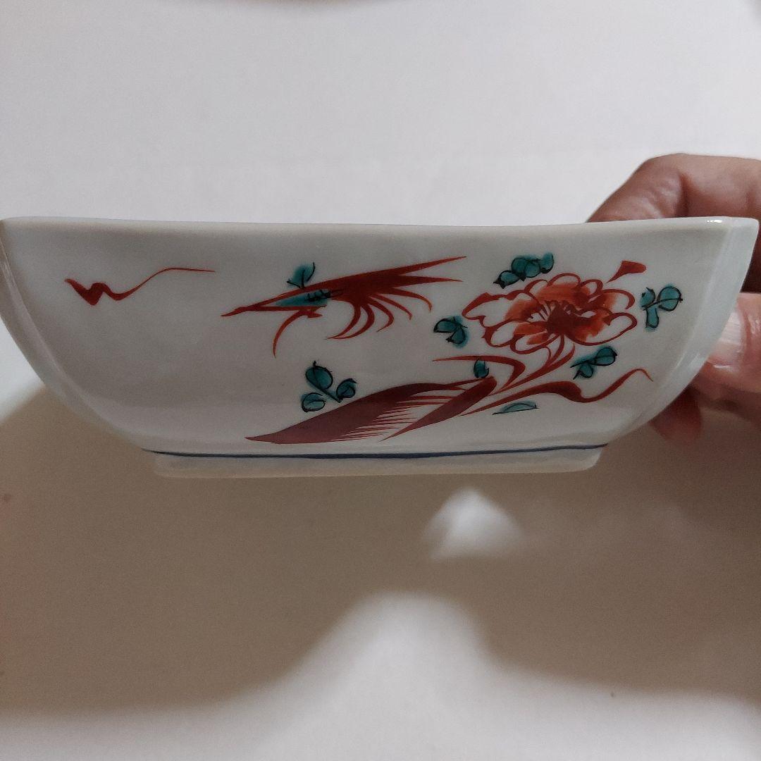 南口閑粋　茶碗　九谷焼　文吉窯　角皿