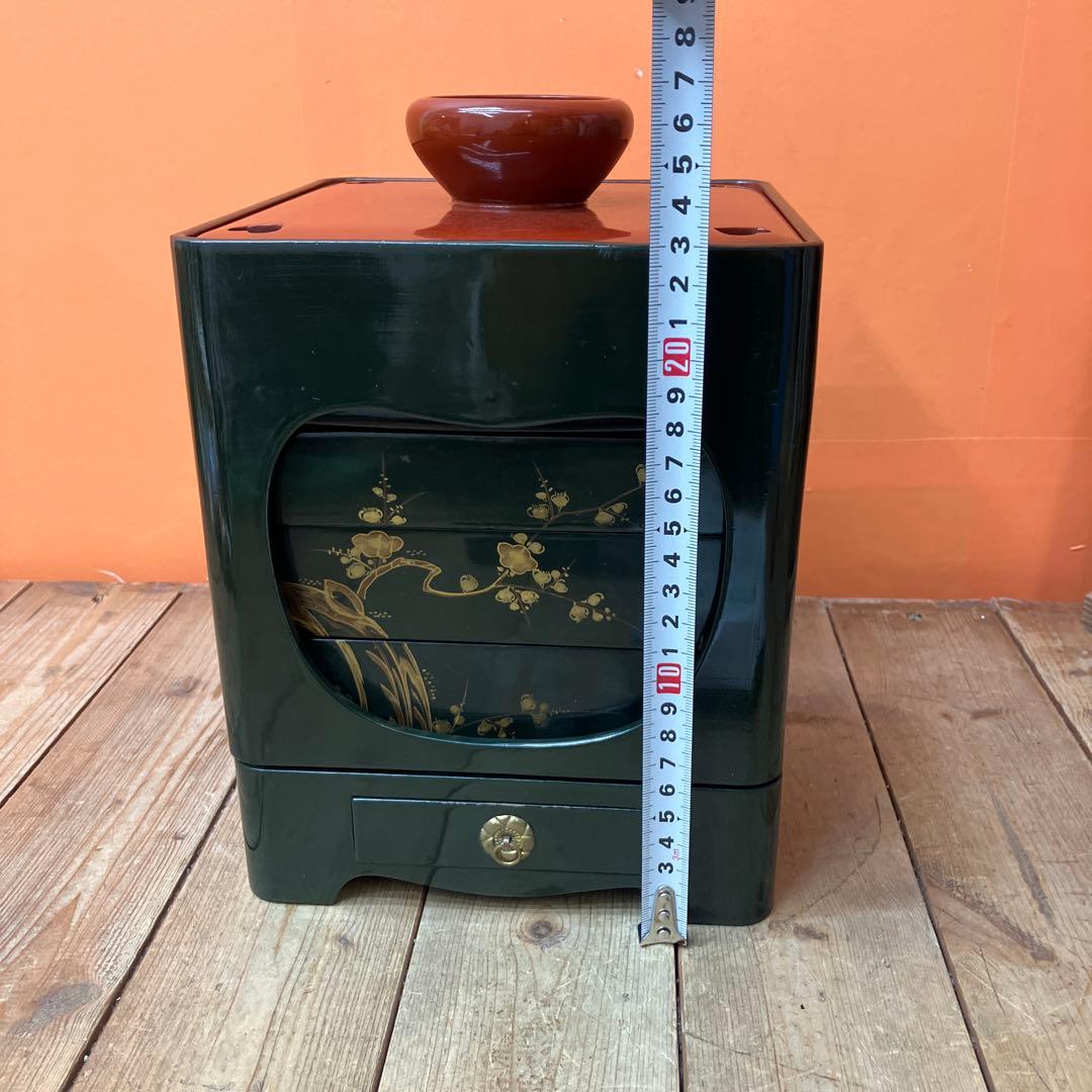 D-5 吉原重 時代物 野弁当 漆器 お重箱 提重 木製 蒔絵 桐箱入り 骨董品