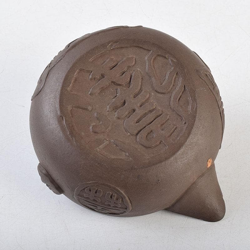 中国　紫砂　朱泥　漢詩人物文　宝瓶　急須　茶壷　C　R9477