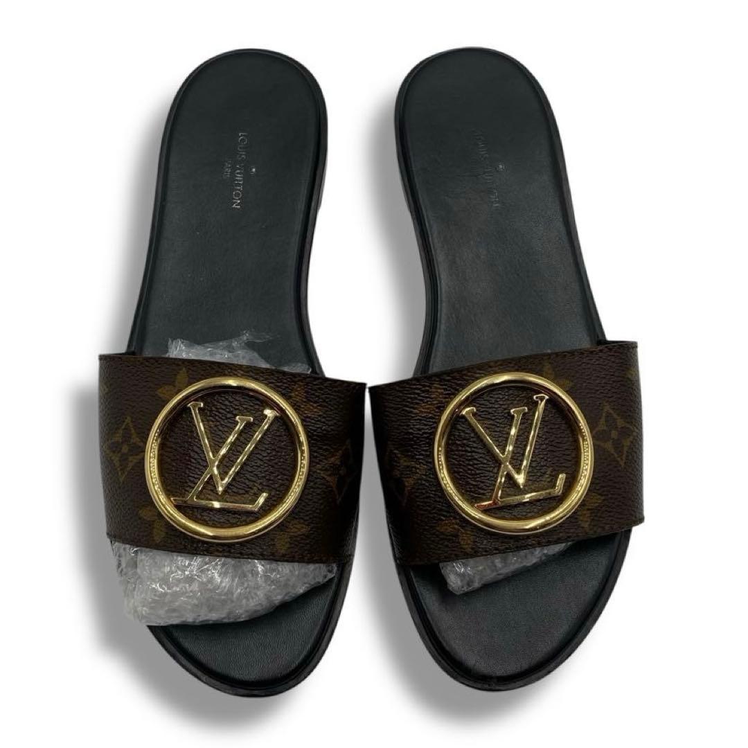 美品 ルイヴィトン モノグラム サンダル ミュール ロックイット 38 人気