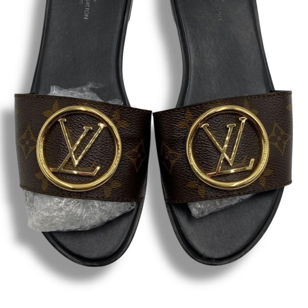 美品 ルイヴィトン モノグラム サンダル ミュール ロックイット 38 人気
