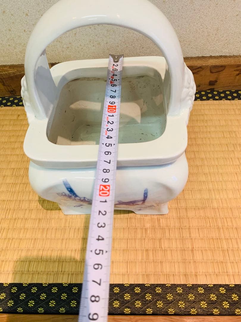 火鉢　2個セット　手提げ火鉢　鬼獅子火鉢　染付　骨董　アンティーク　インテリア