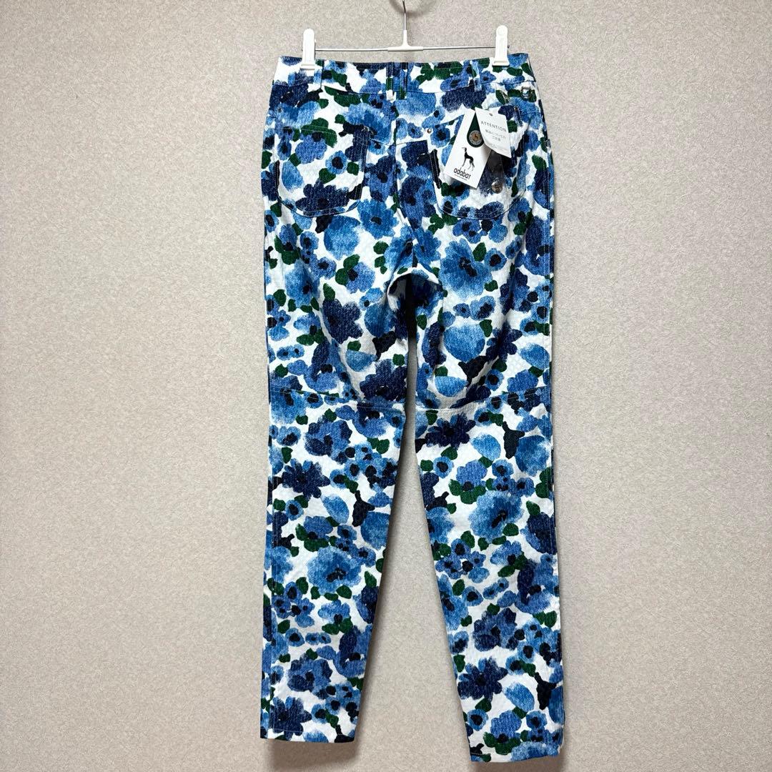 【新品タグ付】adabatアダバット・ゴルフパンツ　花柄ブルー　総柄　M