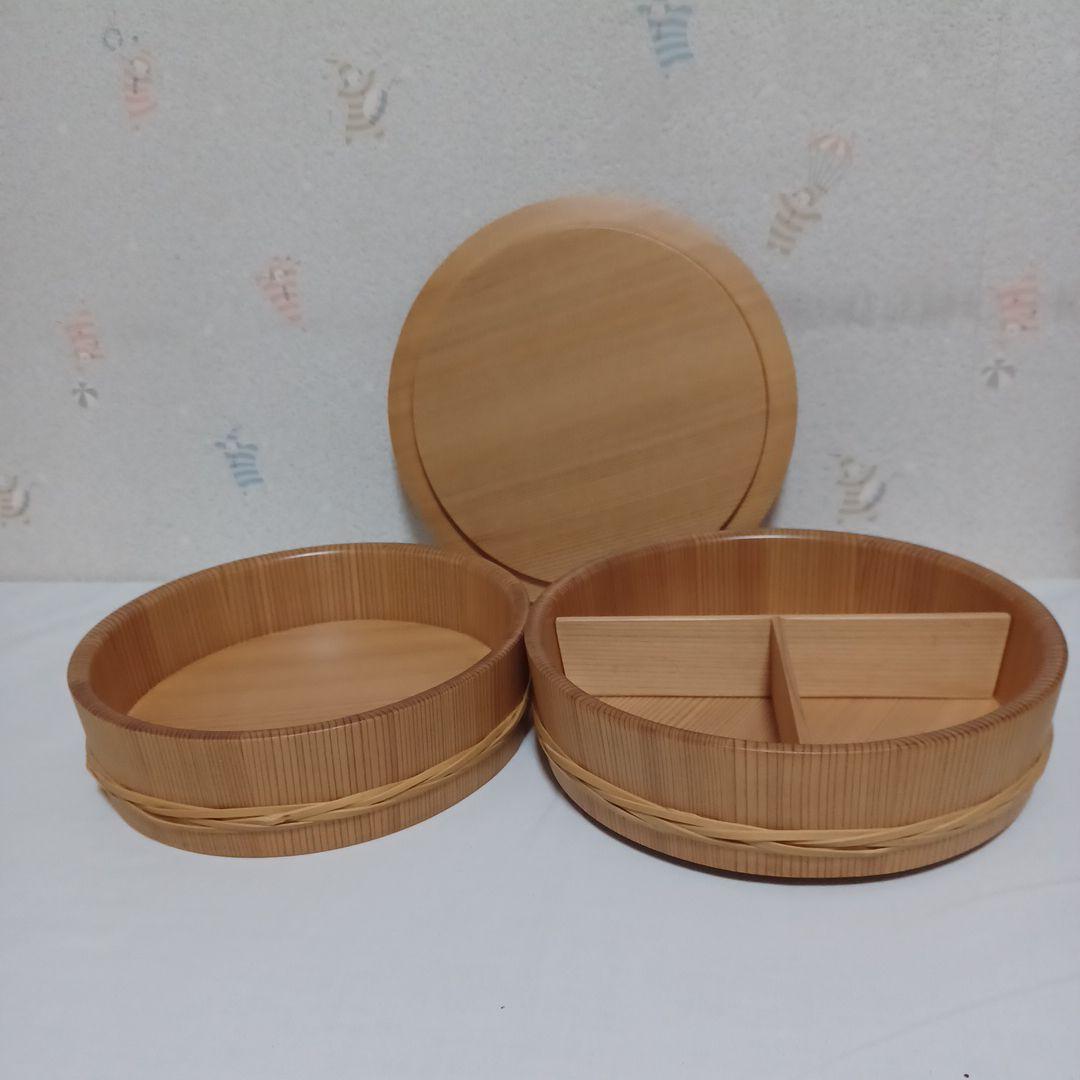 大館天然秋田杉、二段重 仕切り付き