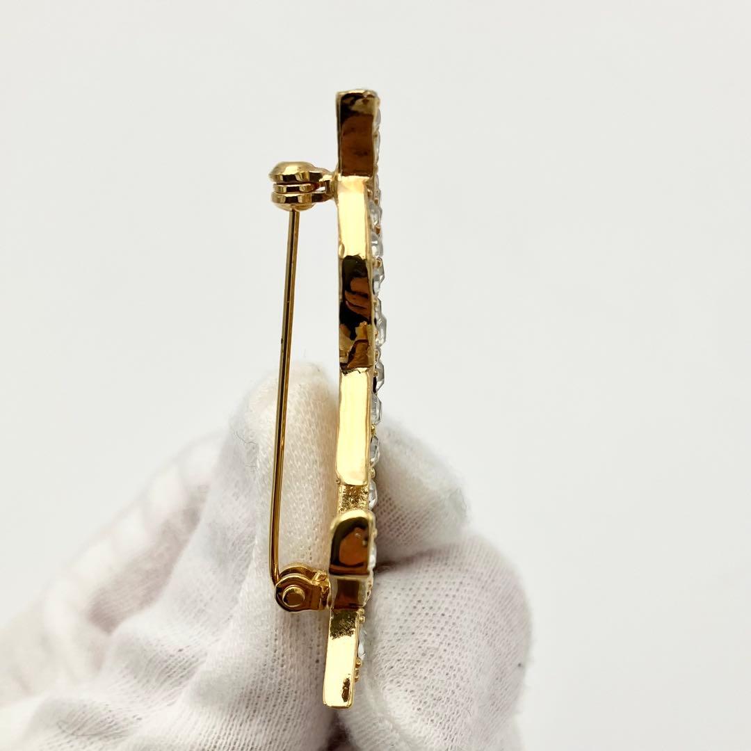 極美品 イヴサンローラン ブローチ カサンドラ YSL ロゴ ラインストーン