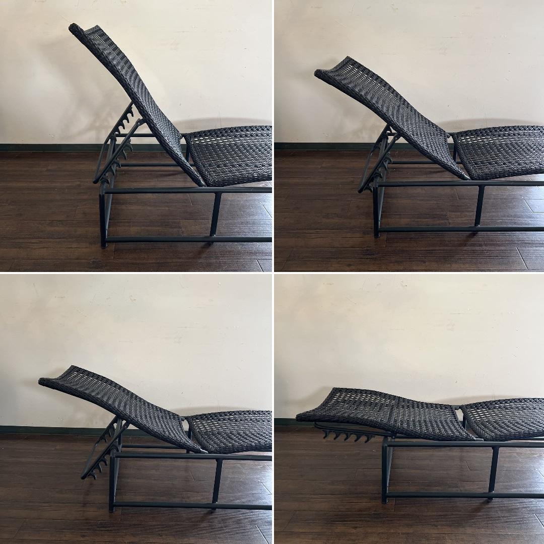 k246r124 ラタン調 黒いガーデンチェア・ラウンジチェア リクライニング
