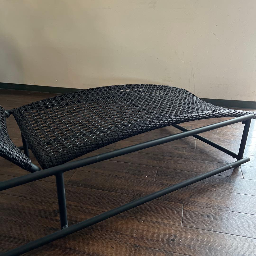 k246r124 ラタン調 黒いガーデンチェア・ラウンジチェア リクライニング