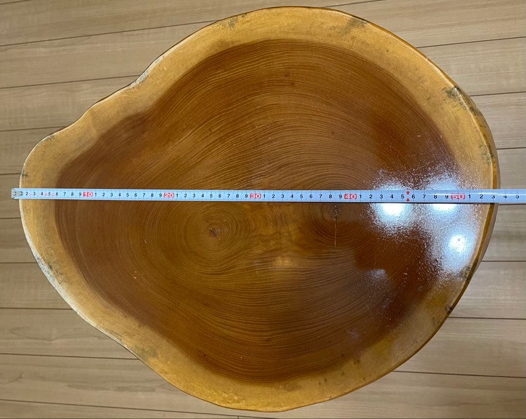 一枚板テーブル　幅53cm ゴールド色アイアン脚　サイドテーブル　無垢材