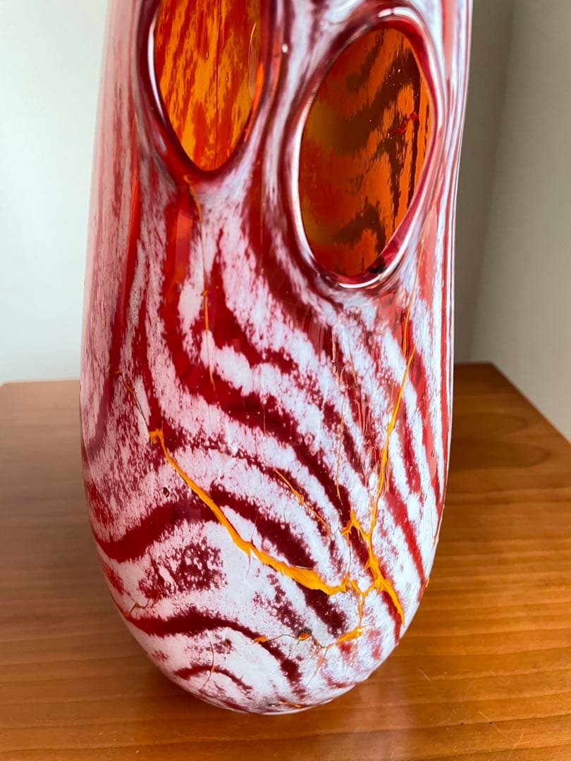 【現品・即購入OK】ガラス花瓶　ガラスオブジェ　フラワーベース　作家物