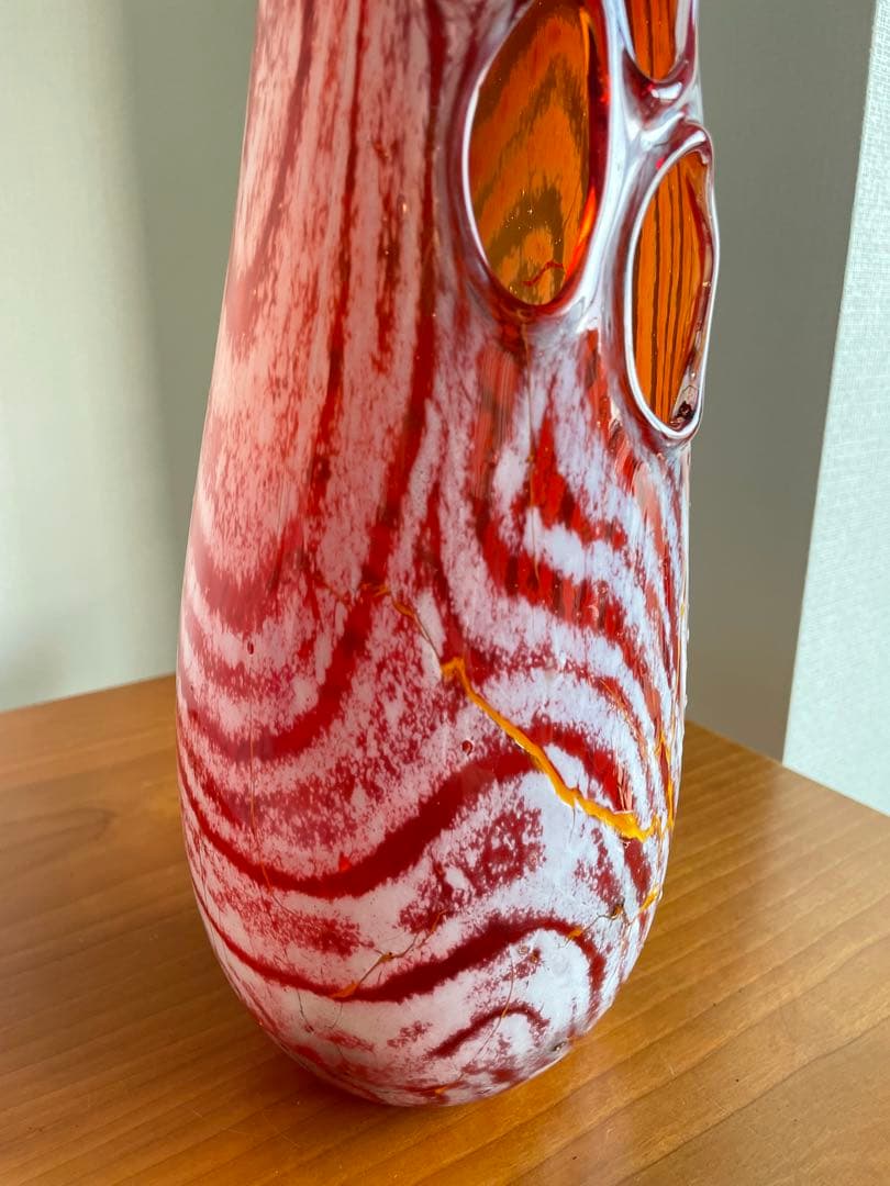 【現品・即購入OK】ガラス花瓶　ガラスオブジェ　フラワーベース　作家物