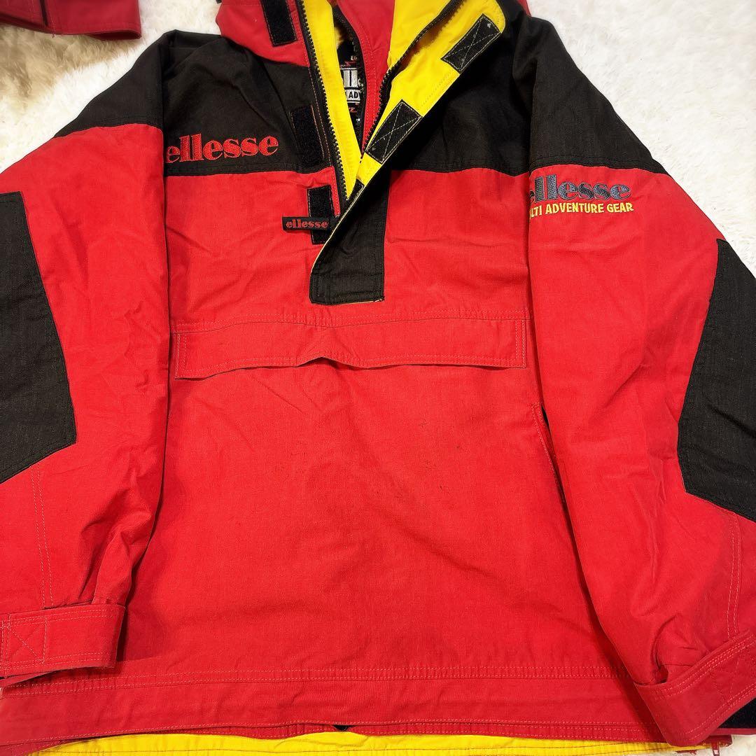 ellesseエレッセ スキーウェア 上下 M 90s レトロ 赤 黒　y2k