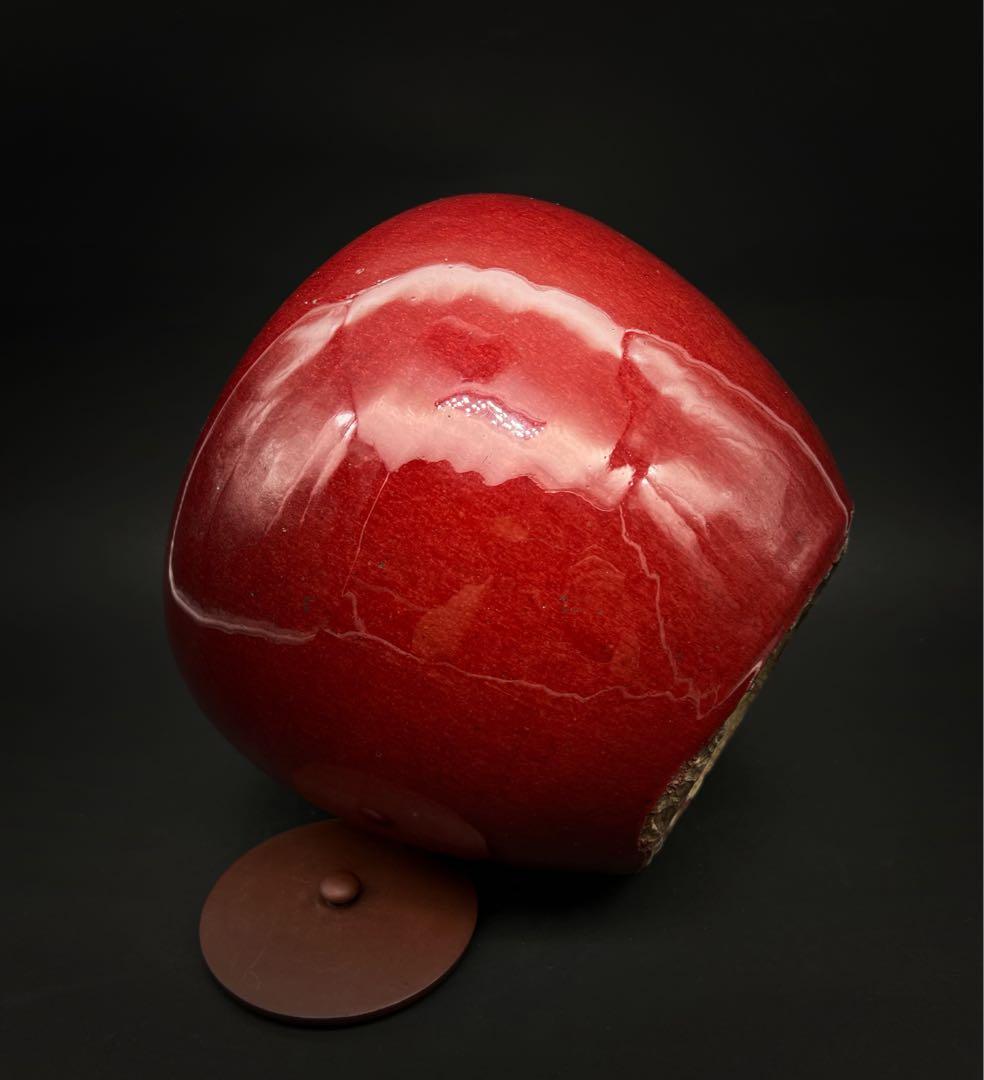 中国美術 古玩 紅釉壺 置物