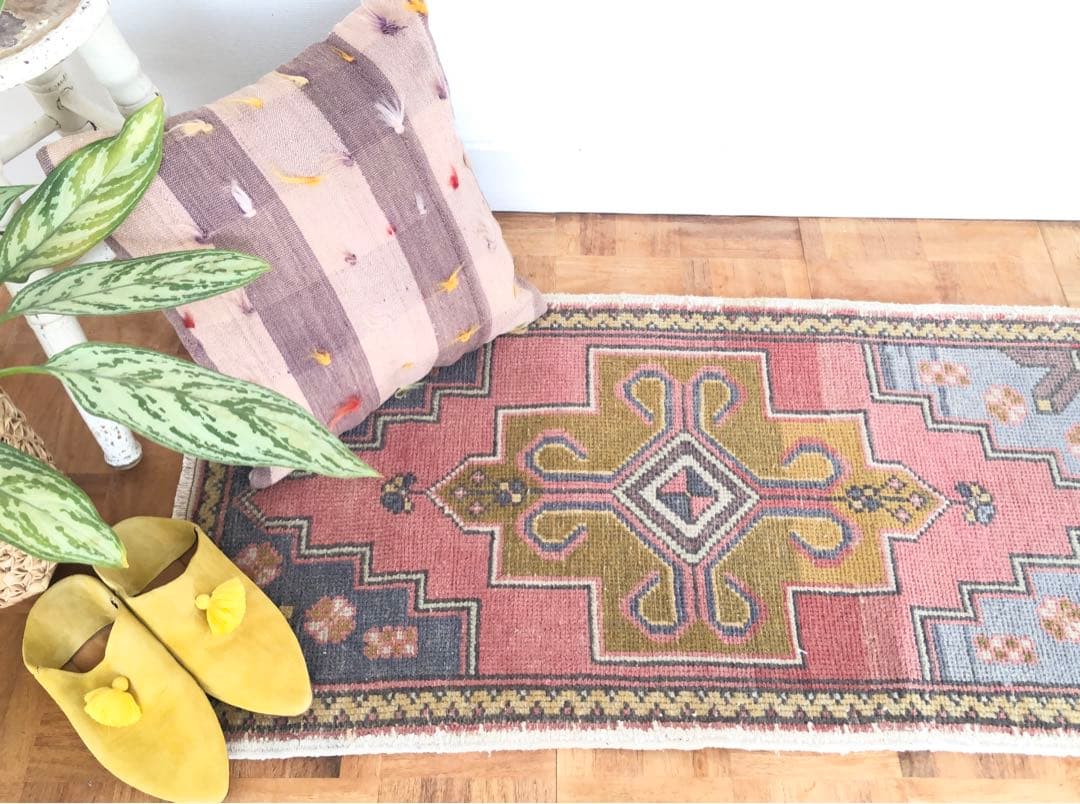 ఃパステルカラーが可愛い子♪ఃトルコ・ヴィンテージラグ pastel/pink