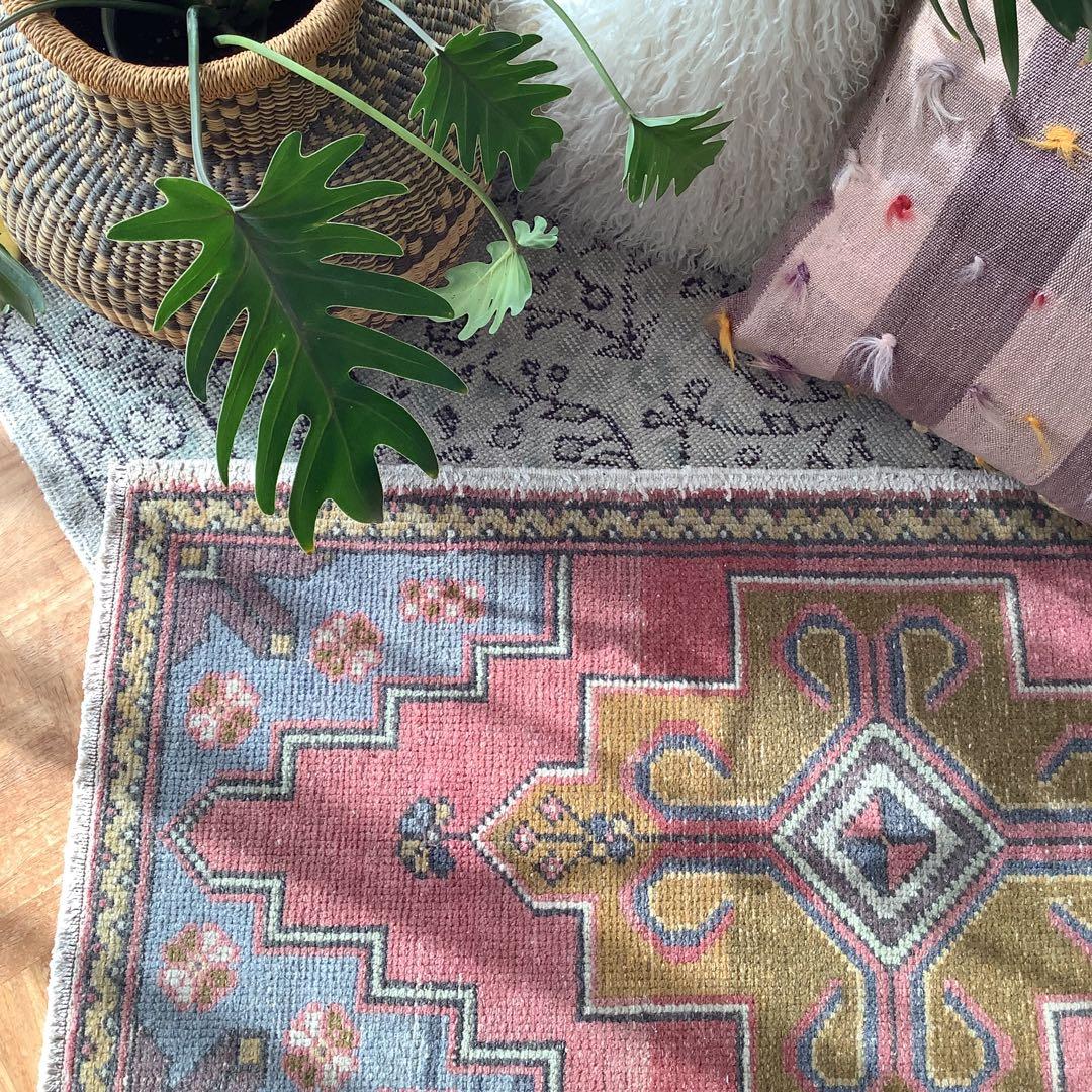 ఃパステルカラーが可愛い子♪ఃトルコ・ヴィンテージラグ pastel/pink