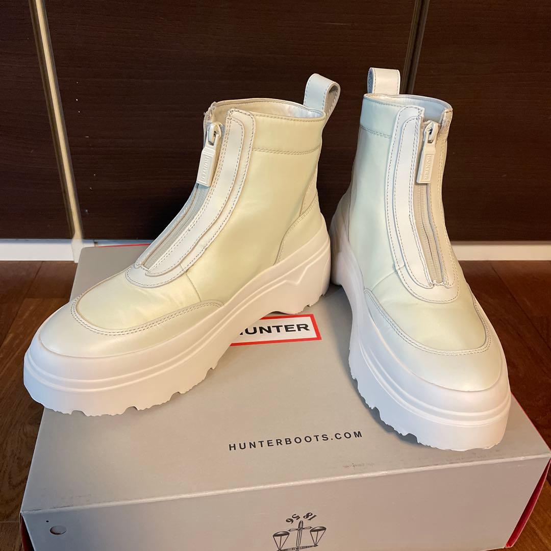 期間限定値下げ！HUNTER アンクル ジップ フラットフォームブーツ　24cm