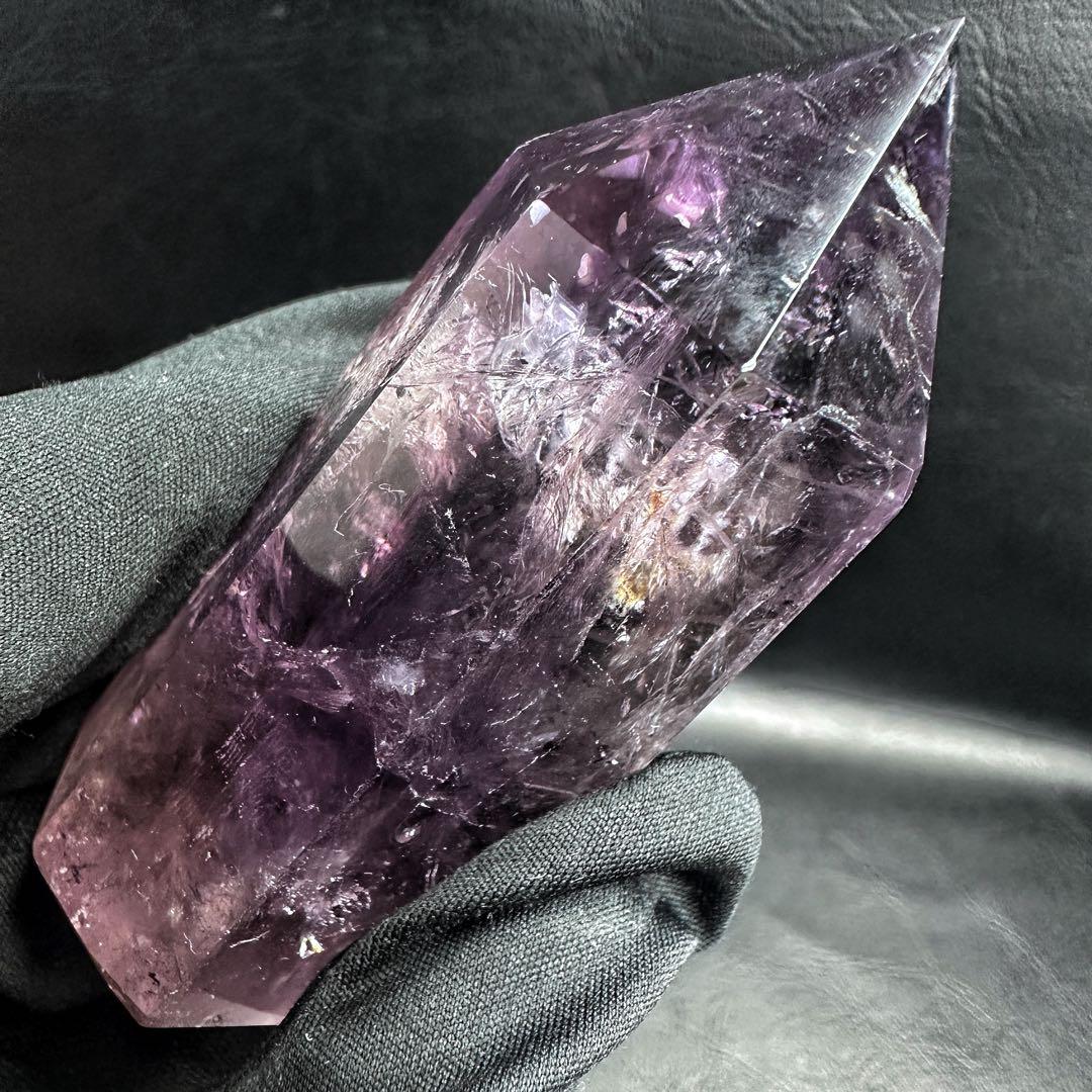 高品質❗️レインボー☆アメジスト 六角柱 パワーストーン天然石 原石A1198