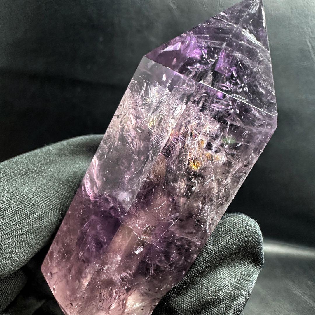 高品質❗️レインボー☆アメジスト 六角柱 パワーストーン天然石 原石A1198