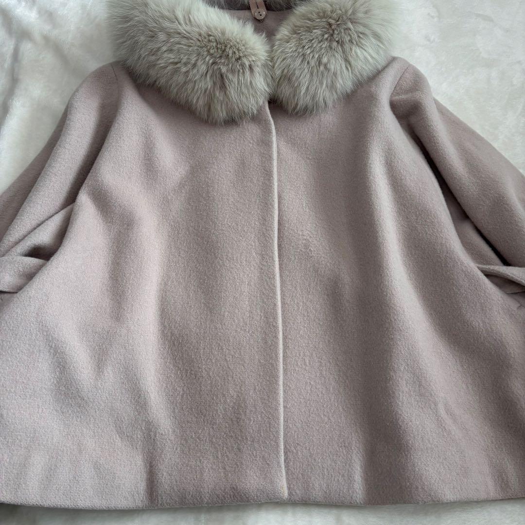 Noela ノエラ　ポンチョ型　フォックスファー　コート　ピンクベージュ