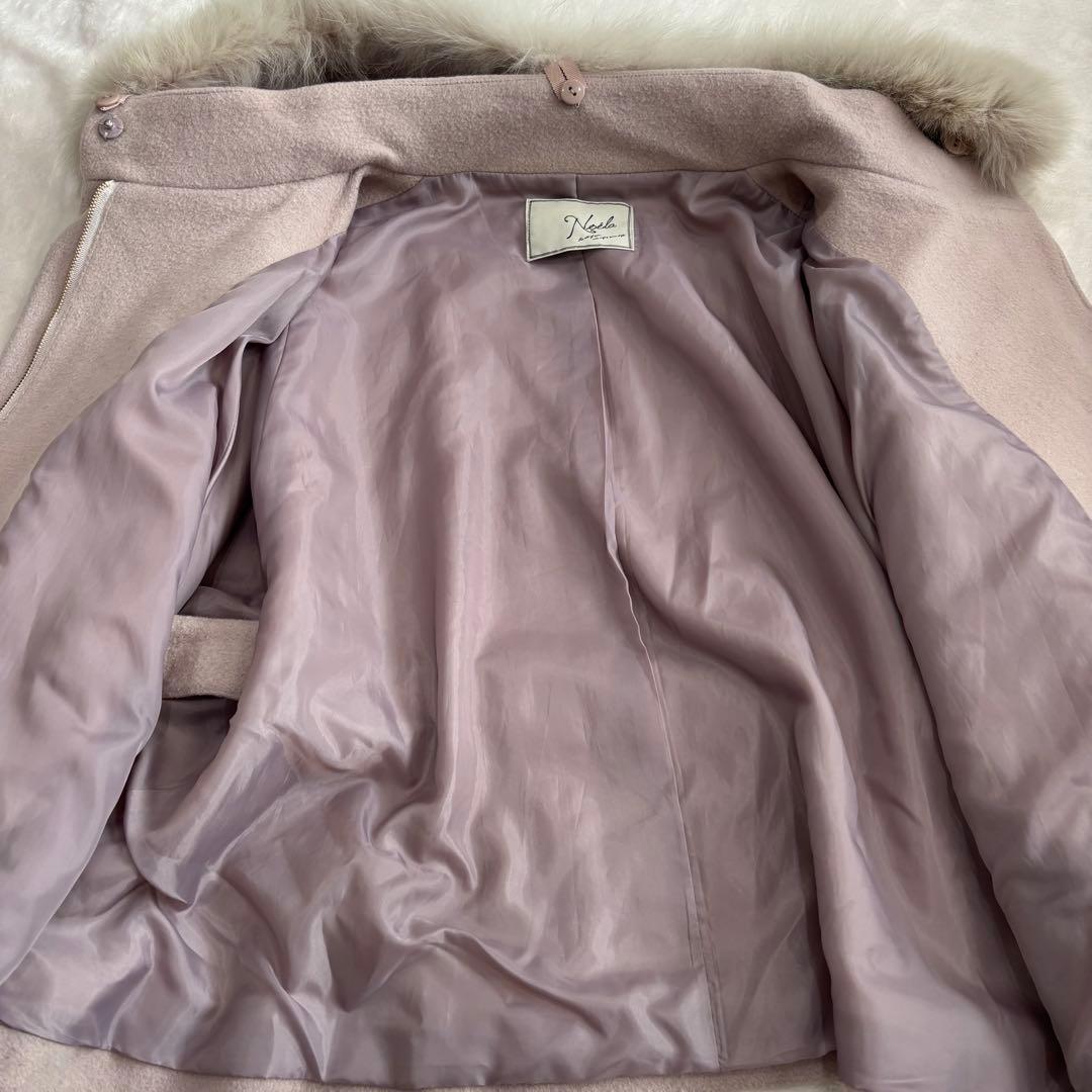 Noela ノエラ　ポンチョ型　フォックスファー　コート　ピンクベージュ