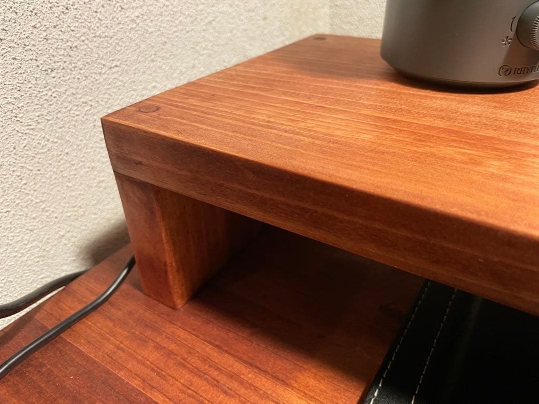 無垢材モニタースタンド 卓上 デスクシェルフ (ダークウォールナット)