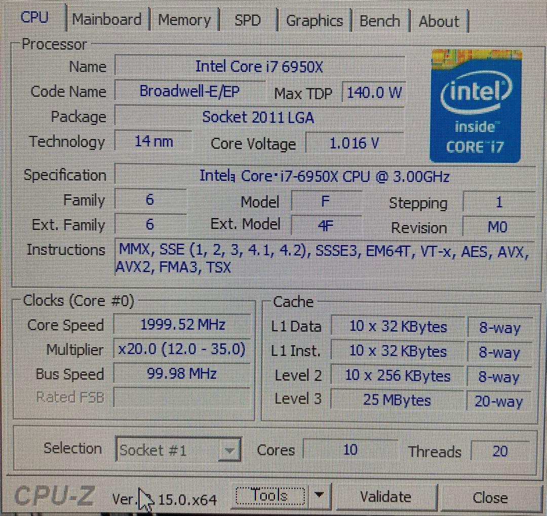 動作品‼️:MSI X99-S01 LGA 2011 マザボ　i7 6950X