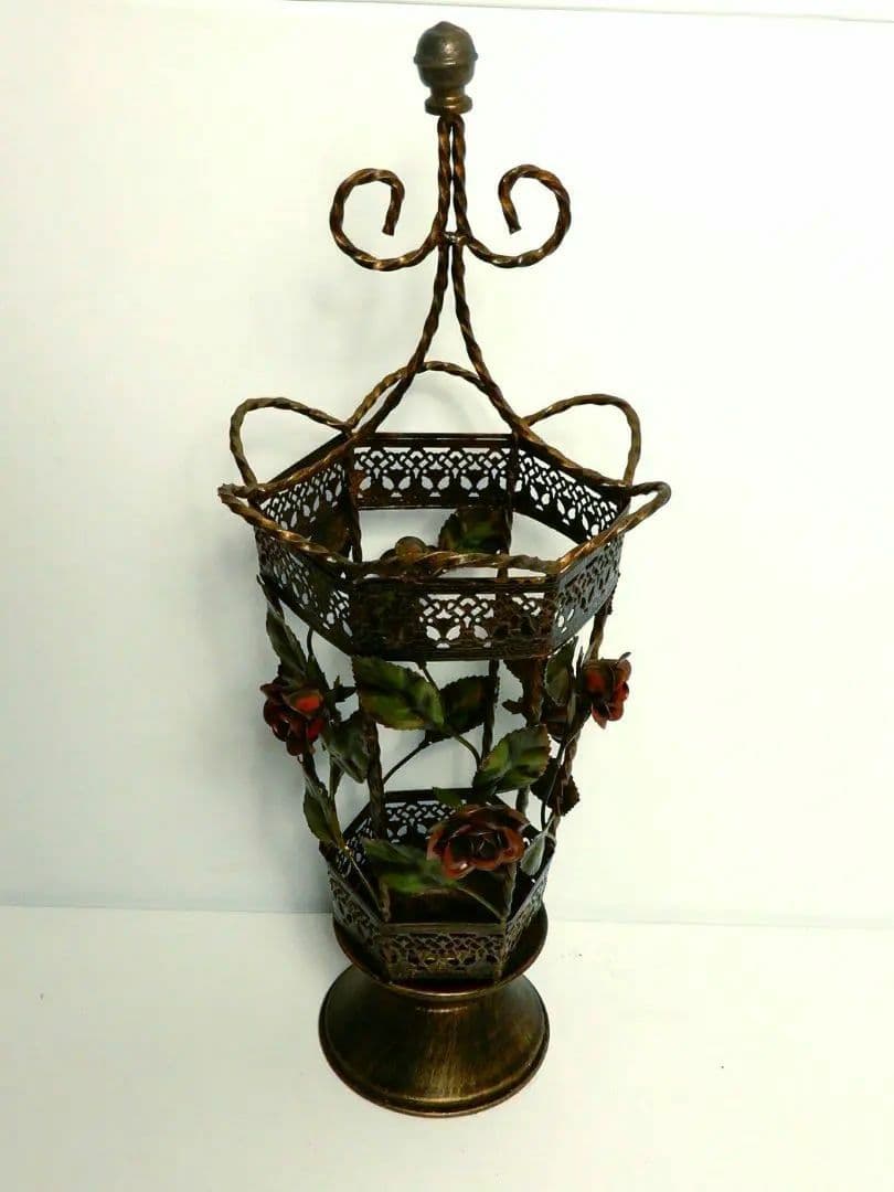 【昭和レトロ アンティーク 美品】イタリア製 アンブレラスタンド 薔薇