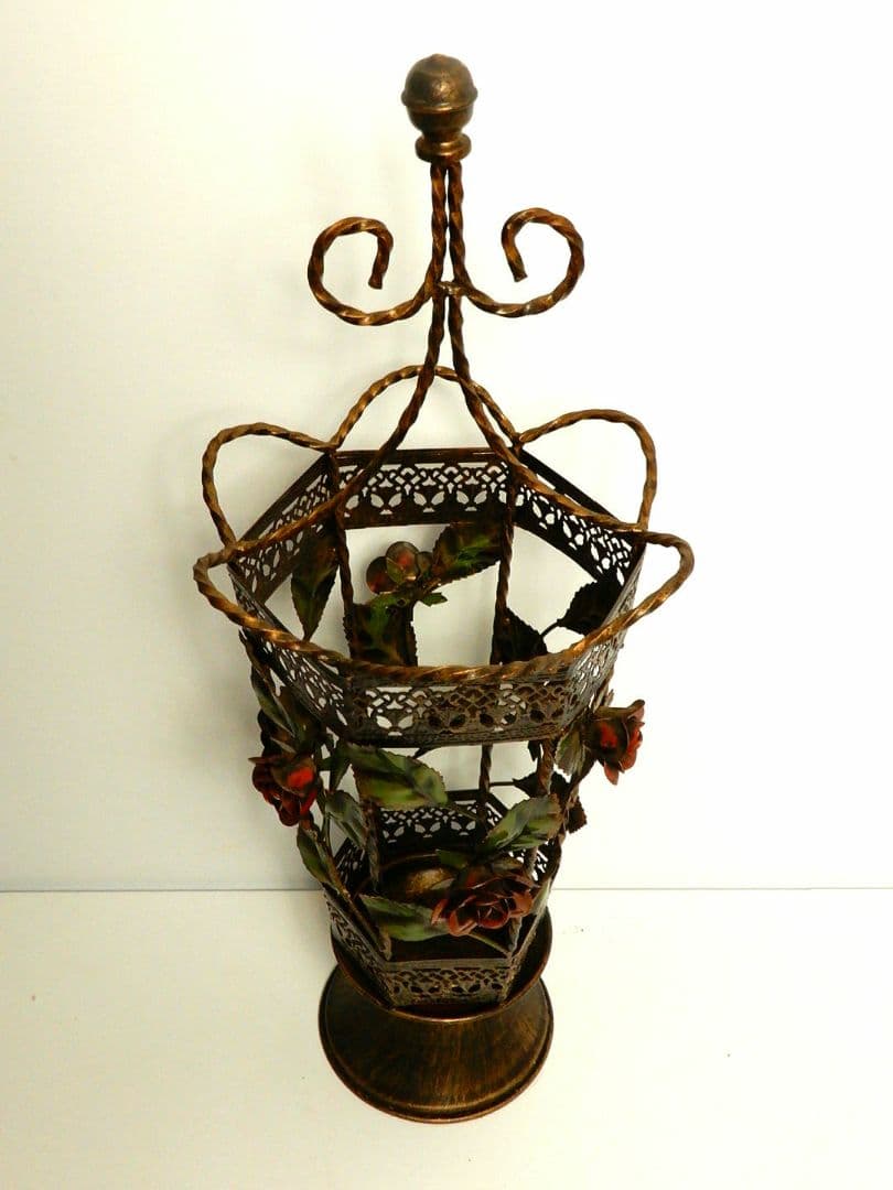 【昭和レトロ アンティーク 美品】イタリア製 アンブレラスタンド 薔薇