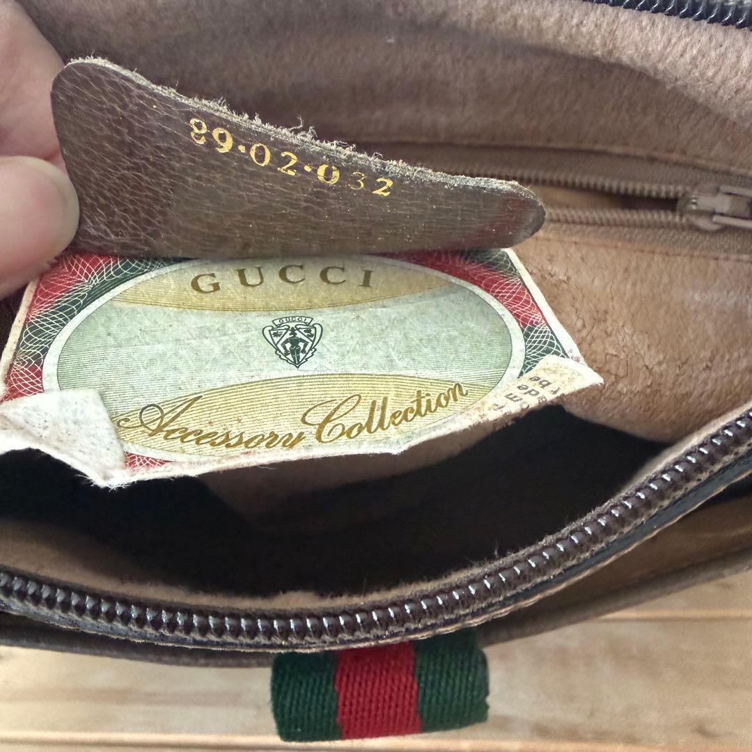 オールドグッチ GG 本革 肩掛け 斜め掛け クロスボディ ポシェット 廃盤