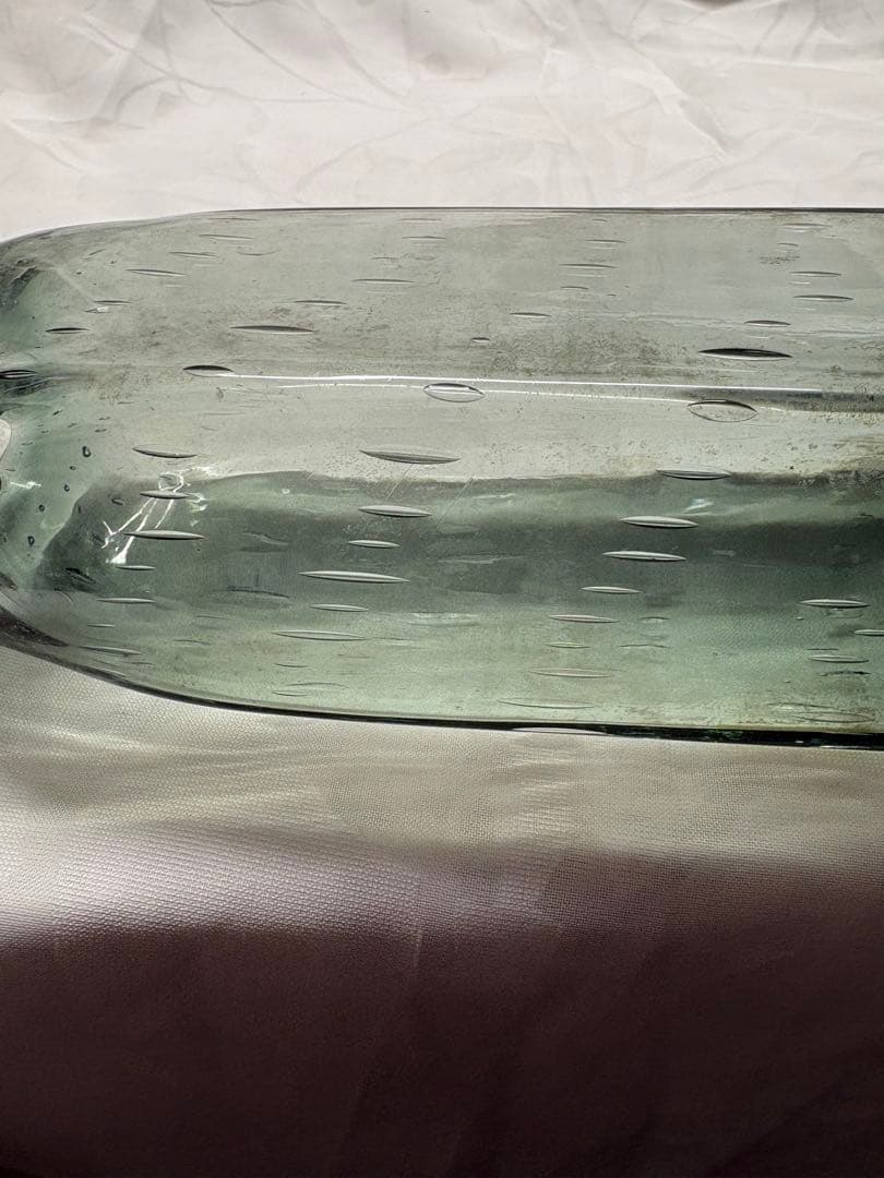 ヴィンテージ気泡入りガラス花瓶手吹ガラス ヘンリーディーン？