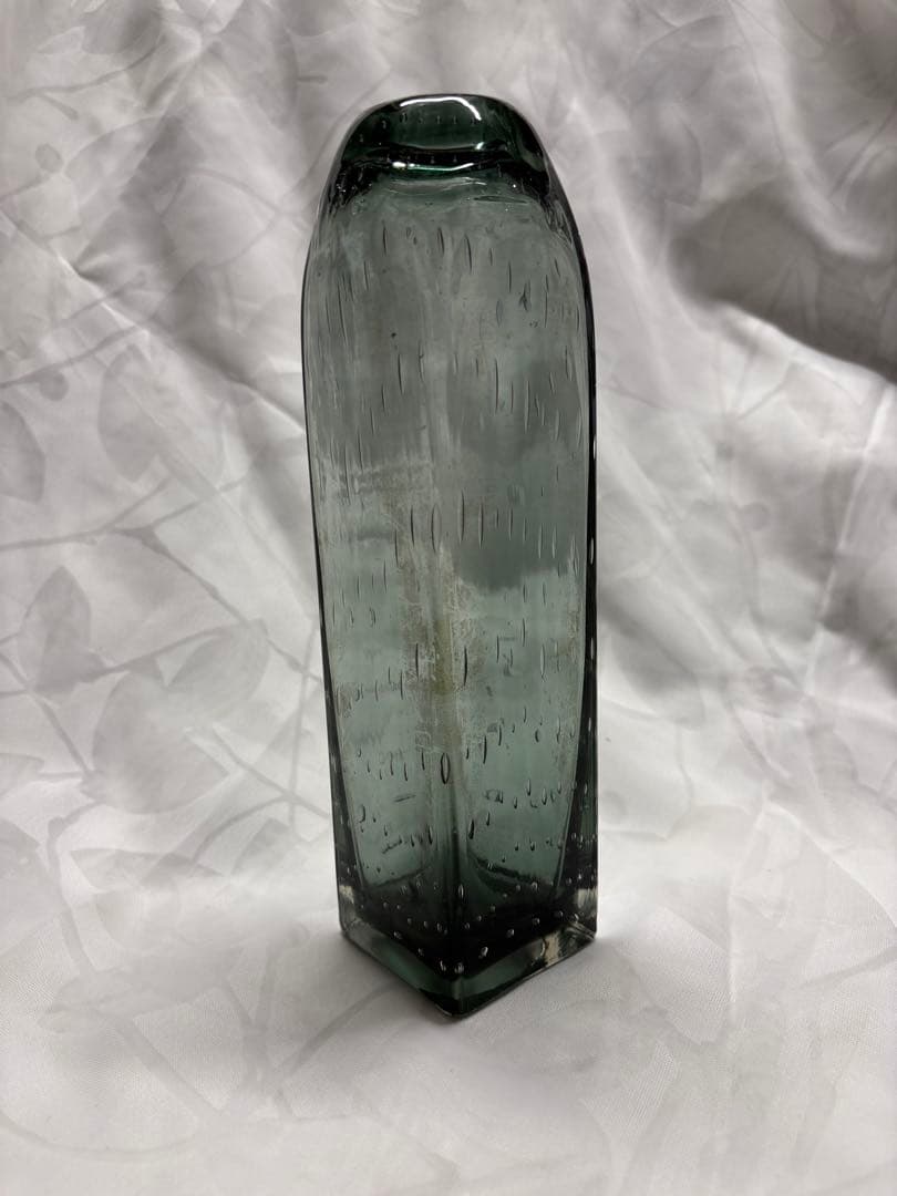 ヴィンテージ気泡入りガラス花瓶手吹ガラス ヘンリーディーン？