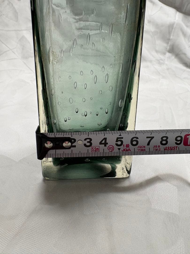 ヴィンテージ気泡入りガラス花瓶手吹ガラス ヘンリーディーン？
