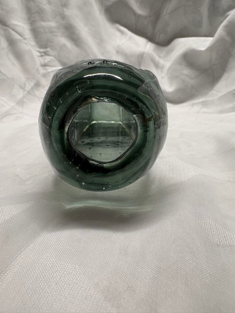 ヴィンテージ気泡入りガラス花瓶手吹ガラス ヘンリーディーン？