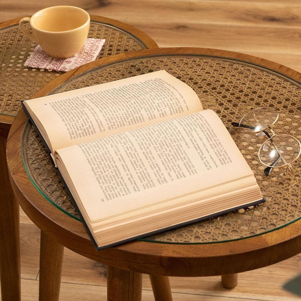 新品 送料込み ラタン ラウンド サイドテーブル S 35×45cm