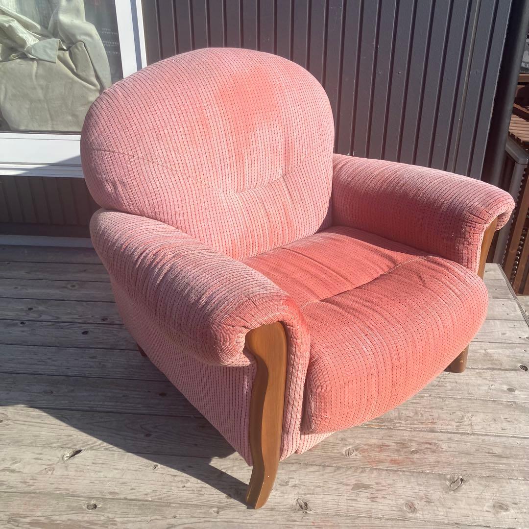 北欧レトロ ミッドセンチュリー 1人掛けソファー アームチェア ピンク