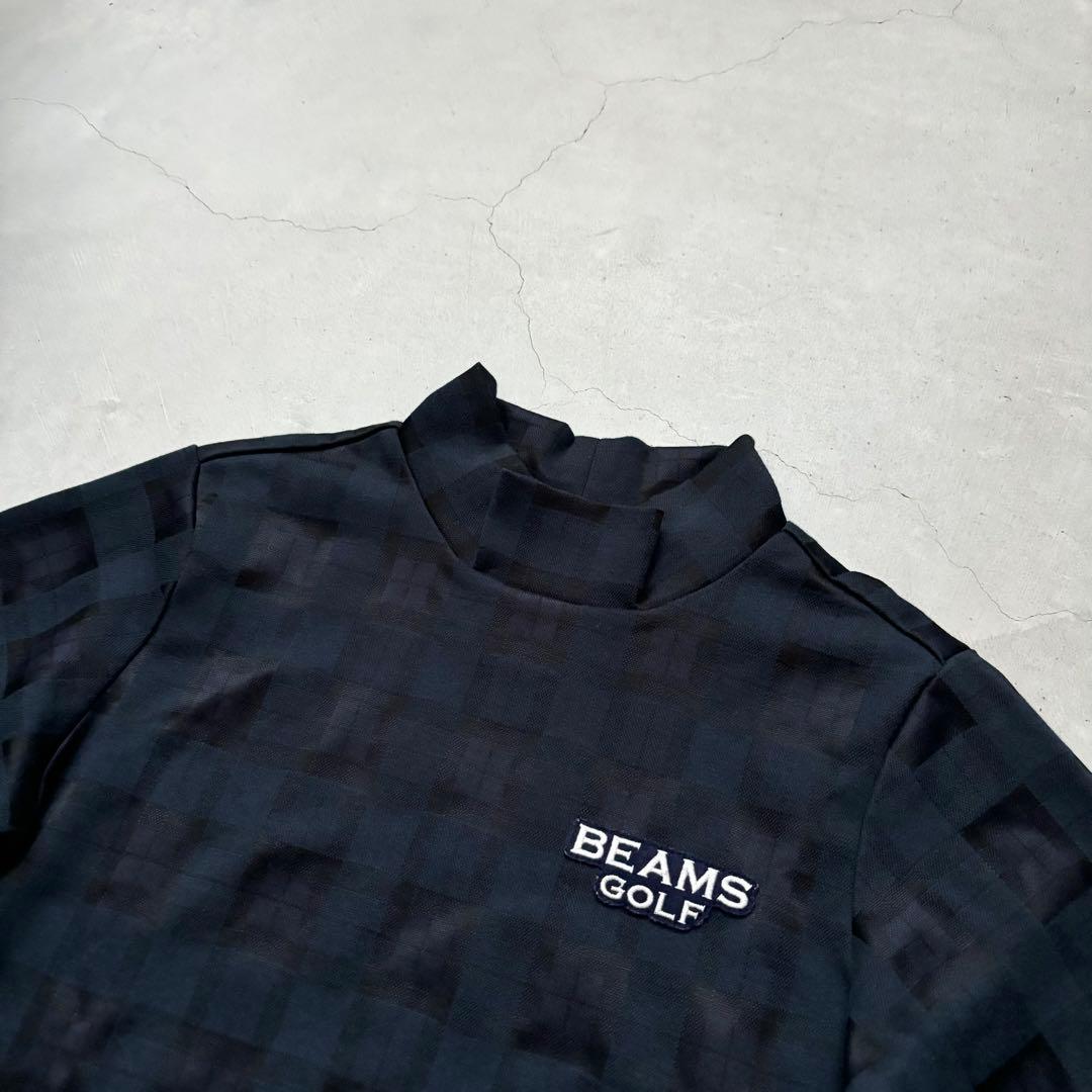 【美品】BEAMS GOLF パープルレーベル チェック柄モックネック長袖シャツ
