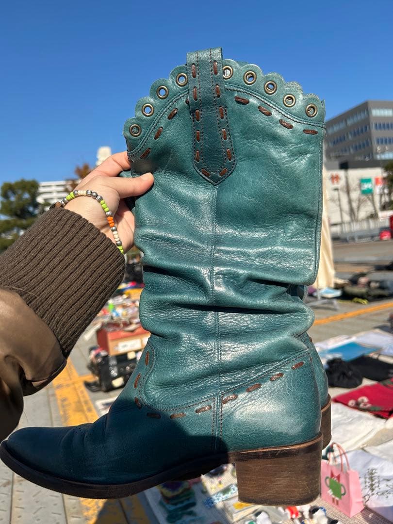 早い者勝ち値下げ！！ 海外ブーツレア!! ☆ターコイズウエスタンブーツ☆