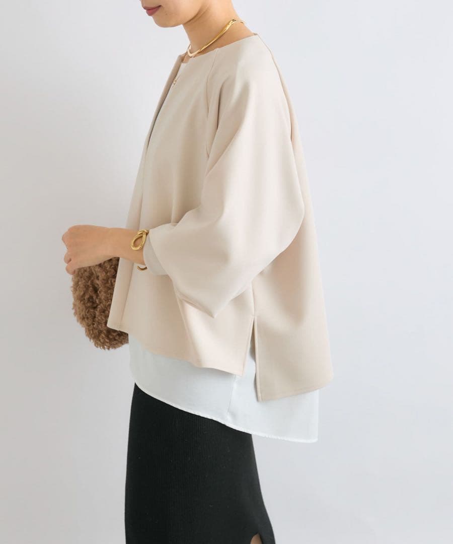 未使用　リヴドロワ　キーネックダンボールプルオーバー　ライトベージュ