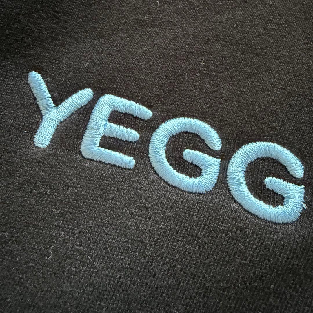 YEGG ジップアップパーカー　フーディ耳付き ブラック 韓国 刺繍ロゴ